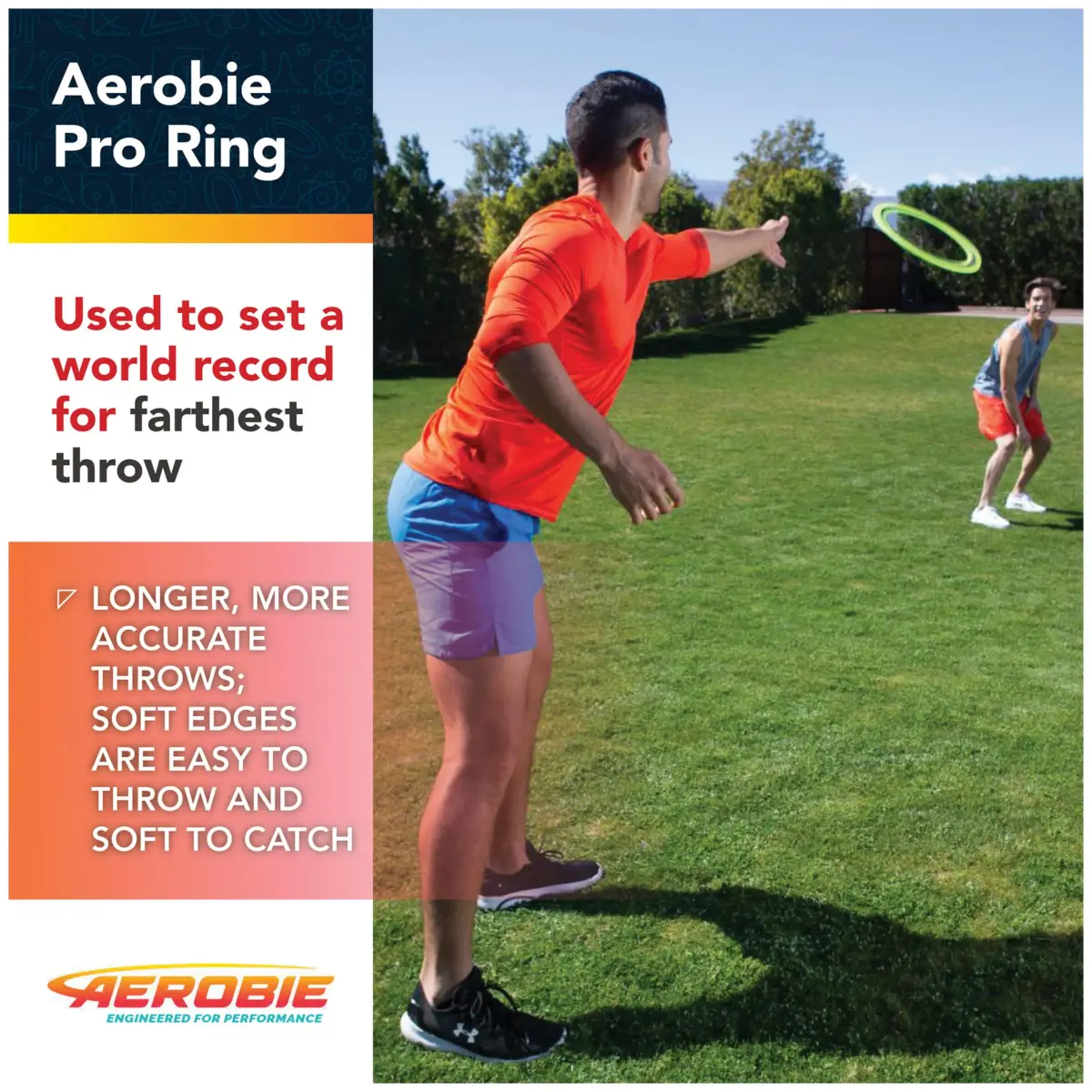 Aerobie Pro Ring Flying Disc 14 inch Yellow | World Record Distance Outdoor Toy - view 3