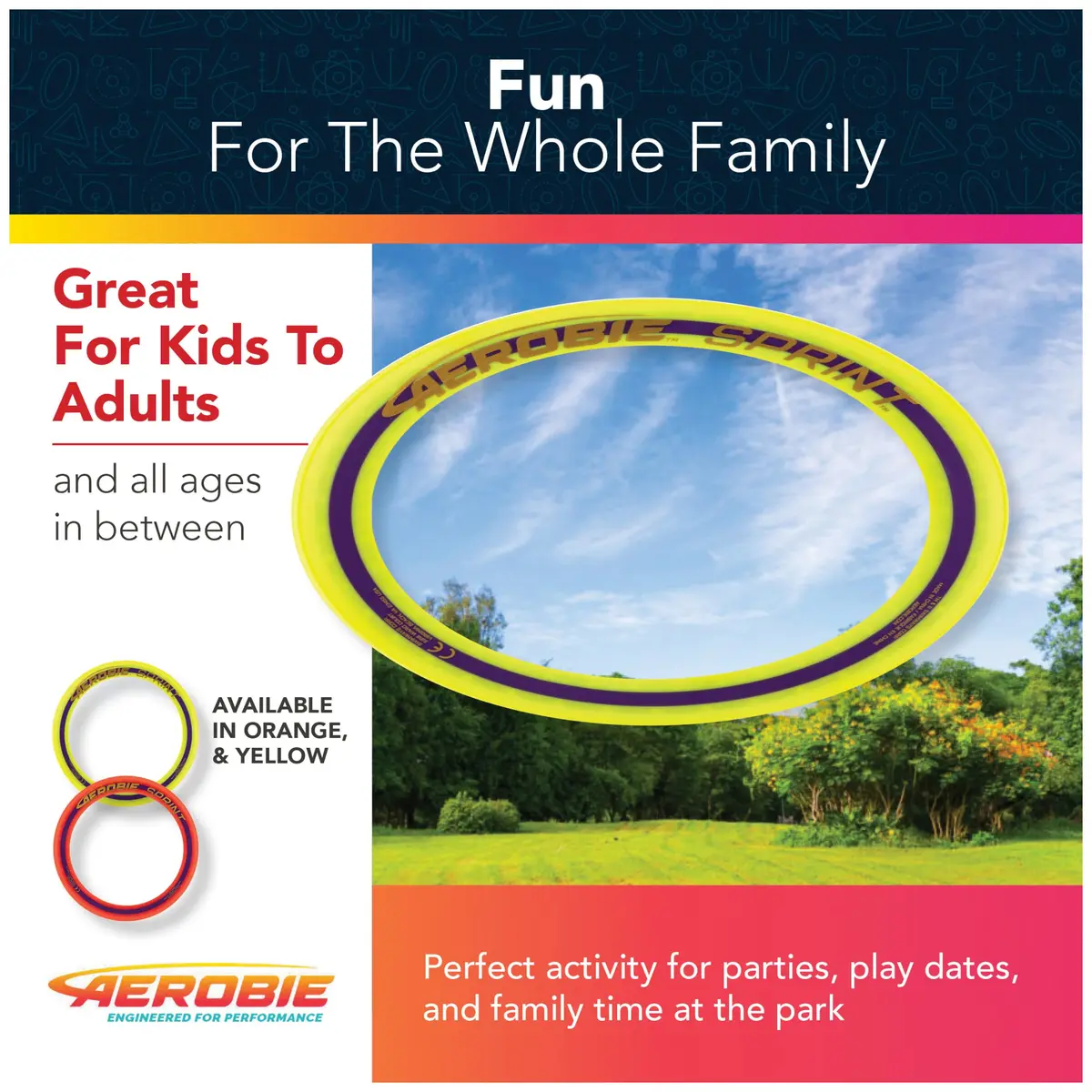 Aerobie Sprint Ring Outdoor Flying Disc 10 Inches Yellow | Long Distance, Compact Design - view 6