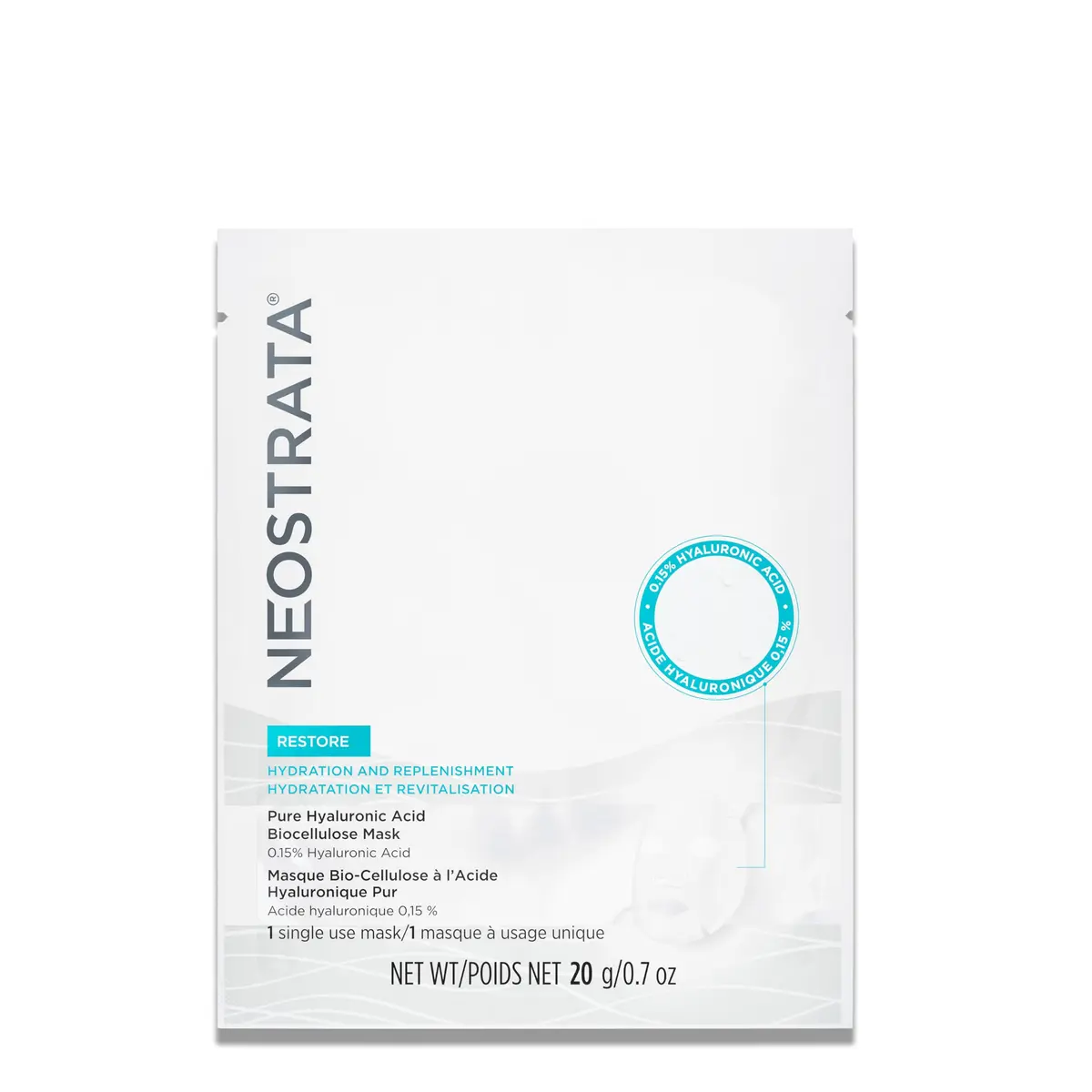 NEOSTRATA Restore Hyaluronic Acid Biocellulose Face Mask | Hydrating & Plumping for Dry, Sensitive Skin - main product image