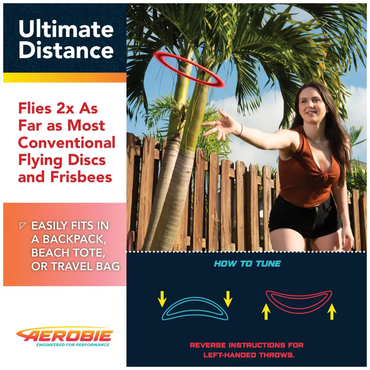 Aerobie Sprint Ring Flying Disc 10 Inches (25.4 cm) Orange | Long Distance Outdoor Toy - view 4
