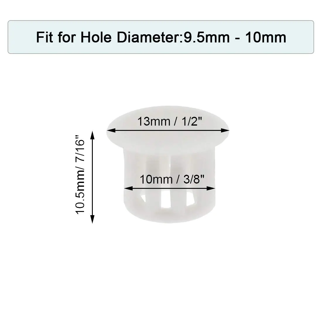 suiwotin 60PCS 10mm (3/8") White Hole Plugs Plastic | Durable Furniture & Hardware Cover - view 2