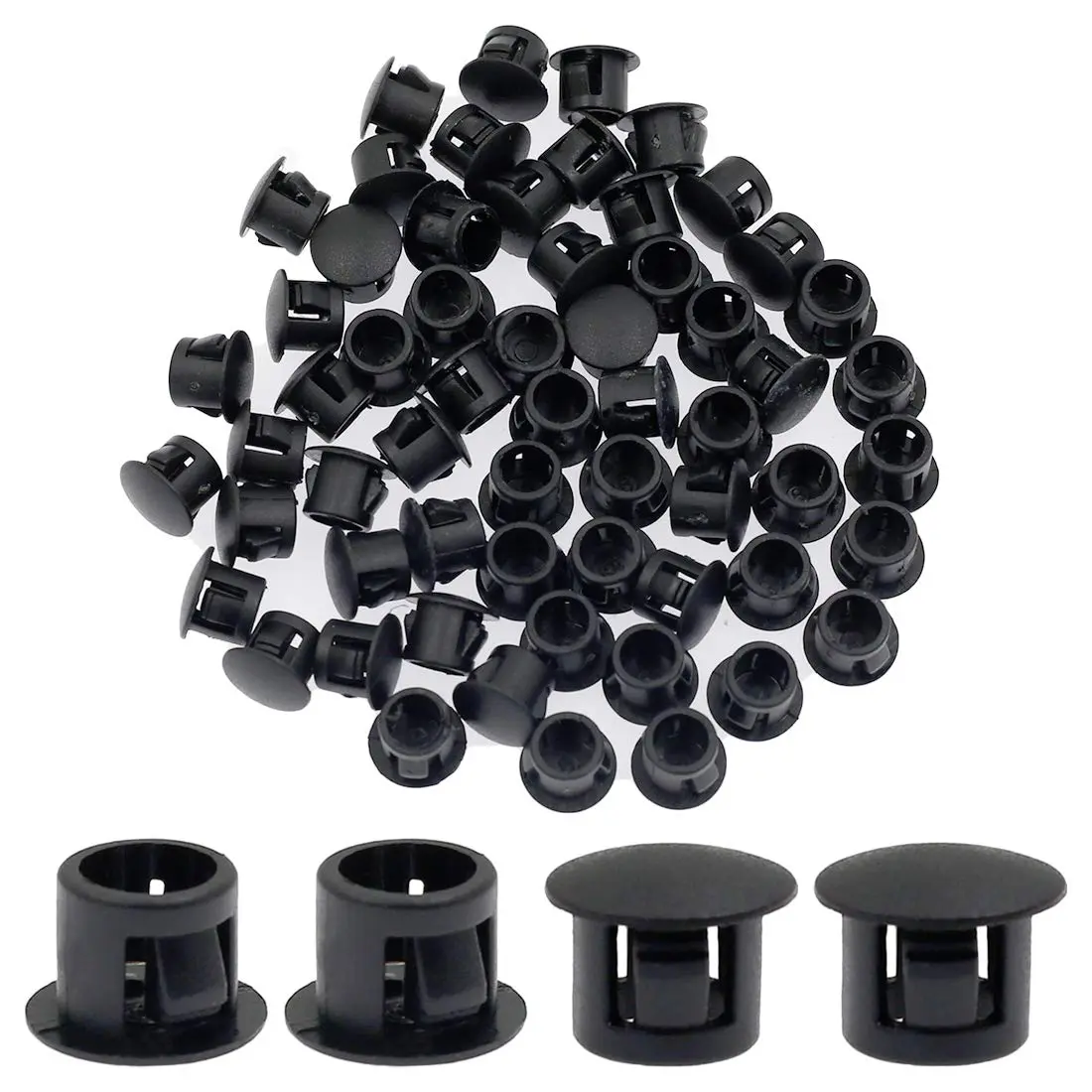 suiwotin 60PCS 8mm/5/16 Black Hole Plugs Plastic | Waterproof & Dustproof Sealing Solution - main product image
