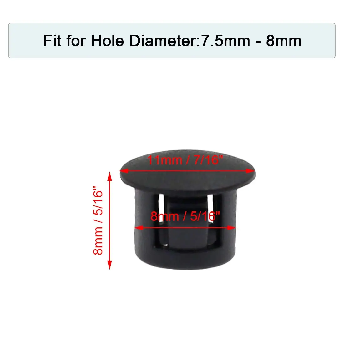 suiwotin 60PCS 8mm/5/16 Black Hole Plugs Plastic | Waterproof & Dustproof Sealing Solution - view 2