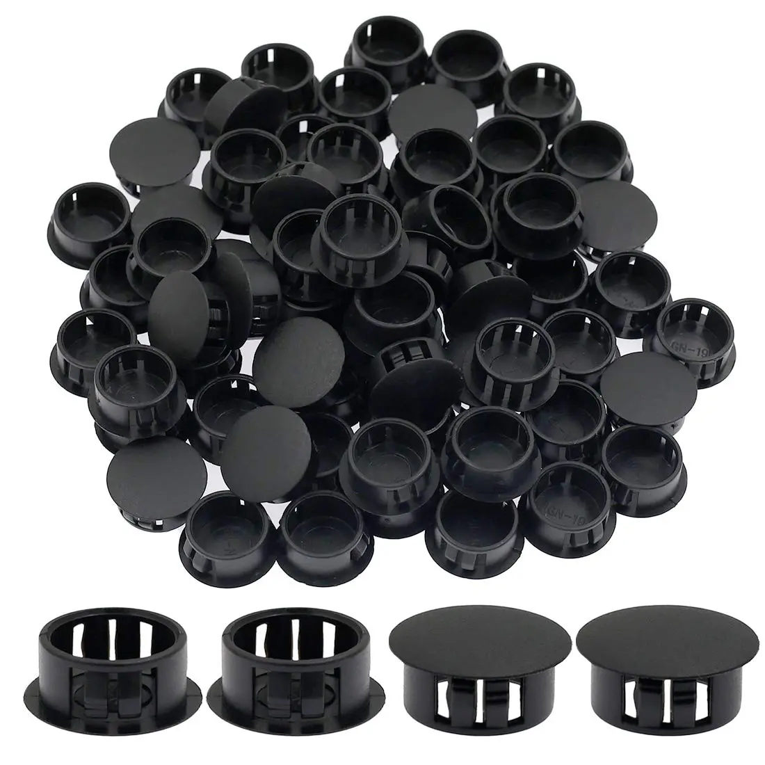 suiwotin 60PCS 19mm (3/4") Black Hole Plugs Plastic | Waterproof, Shock Absorption, Durable - main product image