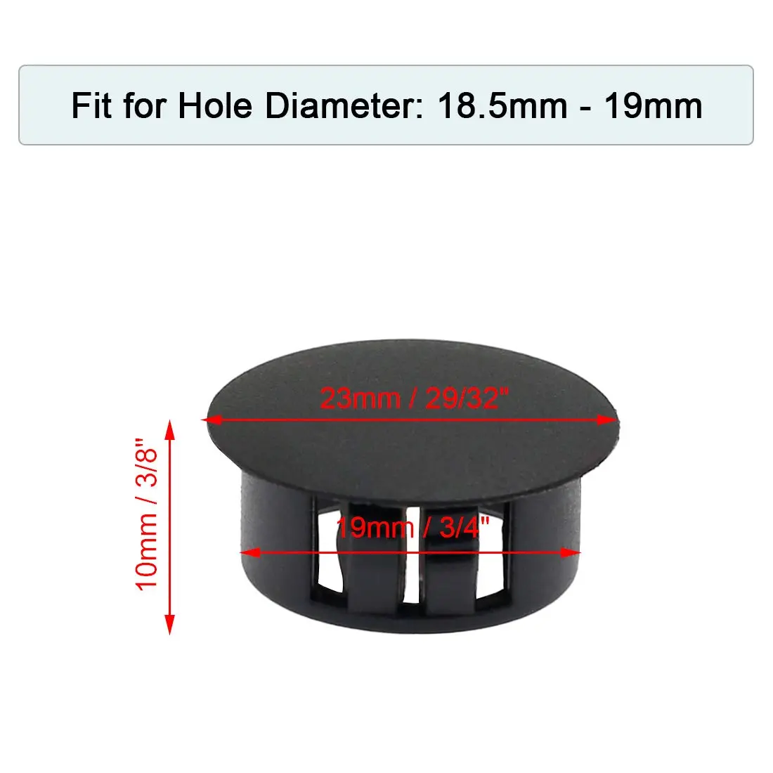 suiwotin 60PCS 19mm (3/4") Black Hole Plugs Plastic | Waterproof, Shock Absorption, Durable - view 2