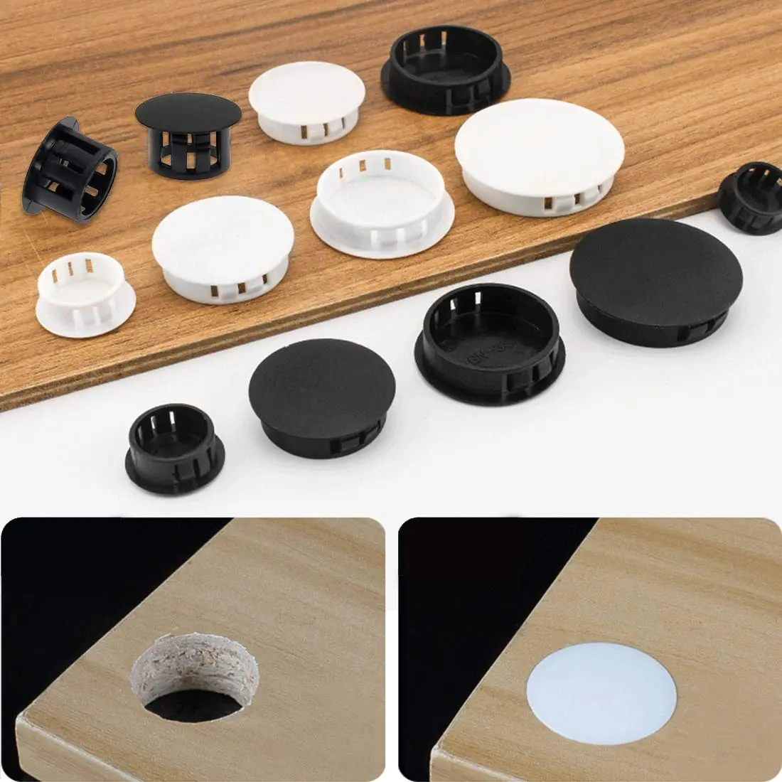 suiwotin Black Hole Plugs Plastic 25mm | Waterproof Dustproof Seal for Furniture & Equipment - view 7
