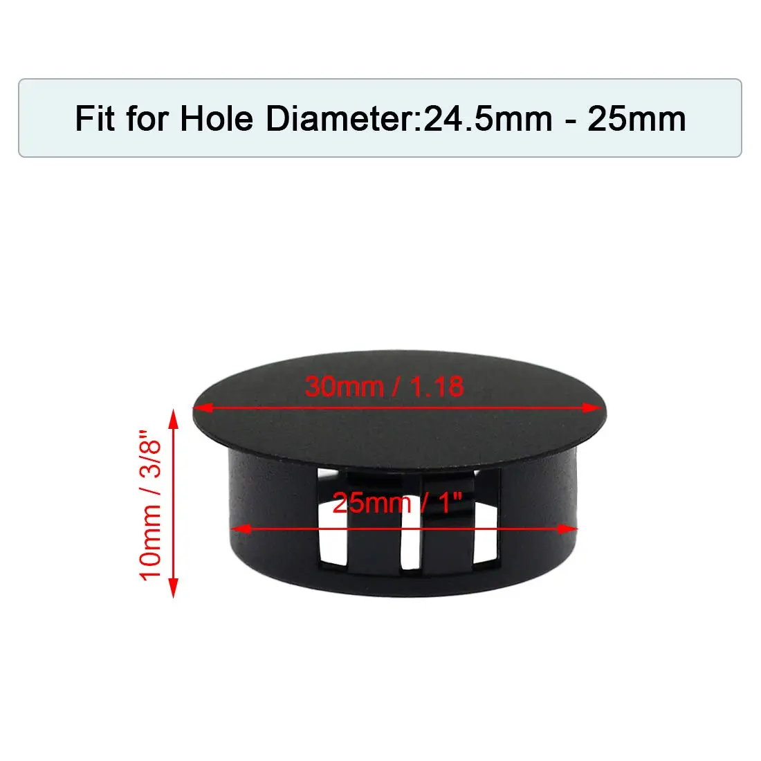 suiwotin Black Hole Plugs Plastic 25mm | Waterproof Dustproof Seal for Furniture & Equipment - view 2