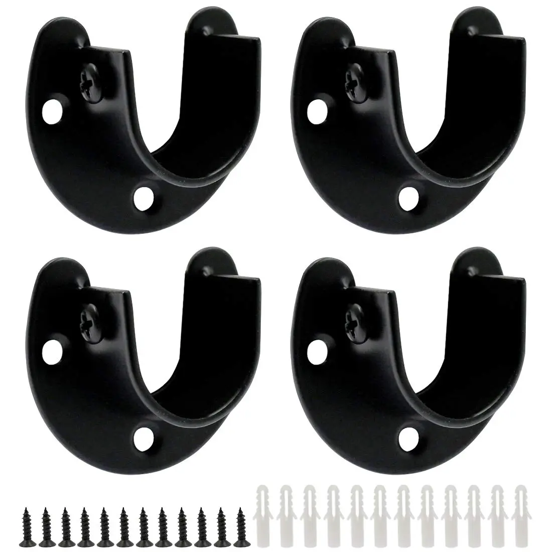 suiwotin Closet Rod Bracket 1 Inch Diameter Black | Heavy Duty Stainless Steel - main product image