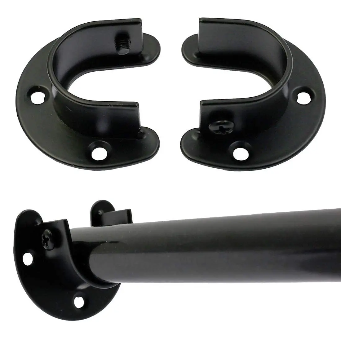 suiwotin Closet Rod Bracket 1 Inch Diameter Black | Heavy Duty Stainless Steel - view 5