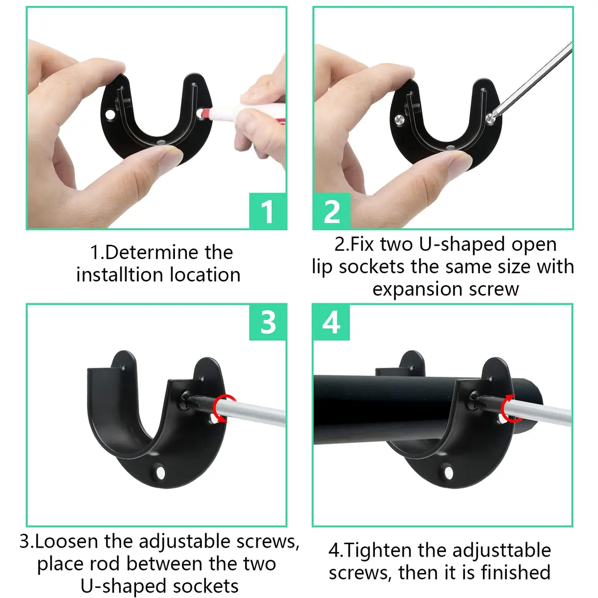 suiwotin Closet Rod Bracket 1 Inch Diameter Black | Heavy Duty Stainless Steel - view 6