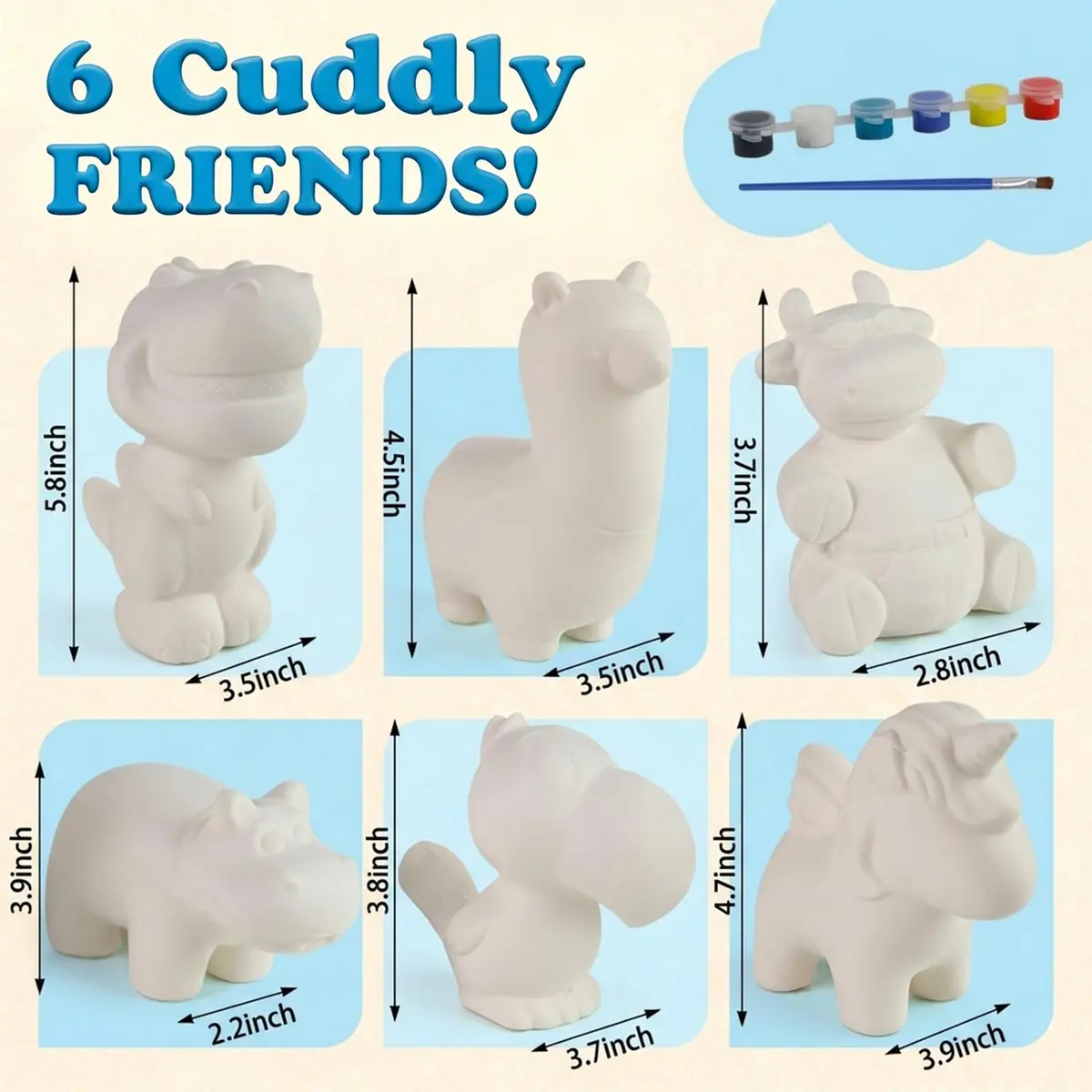 LovesTown Squeeze Painting Kit, 6 PCS DIY Animal Squishies Paint for Kids & Stress Relief - view 2