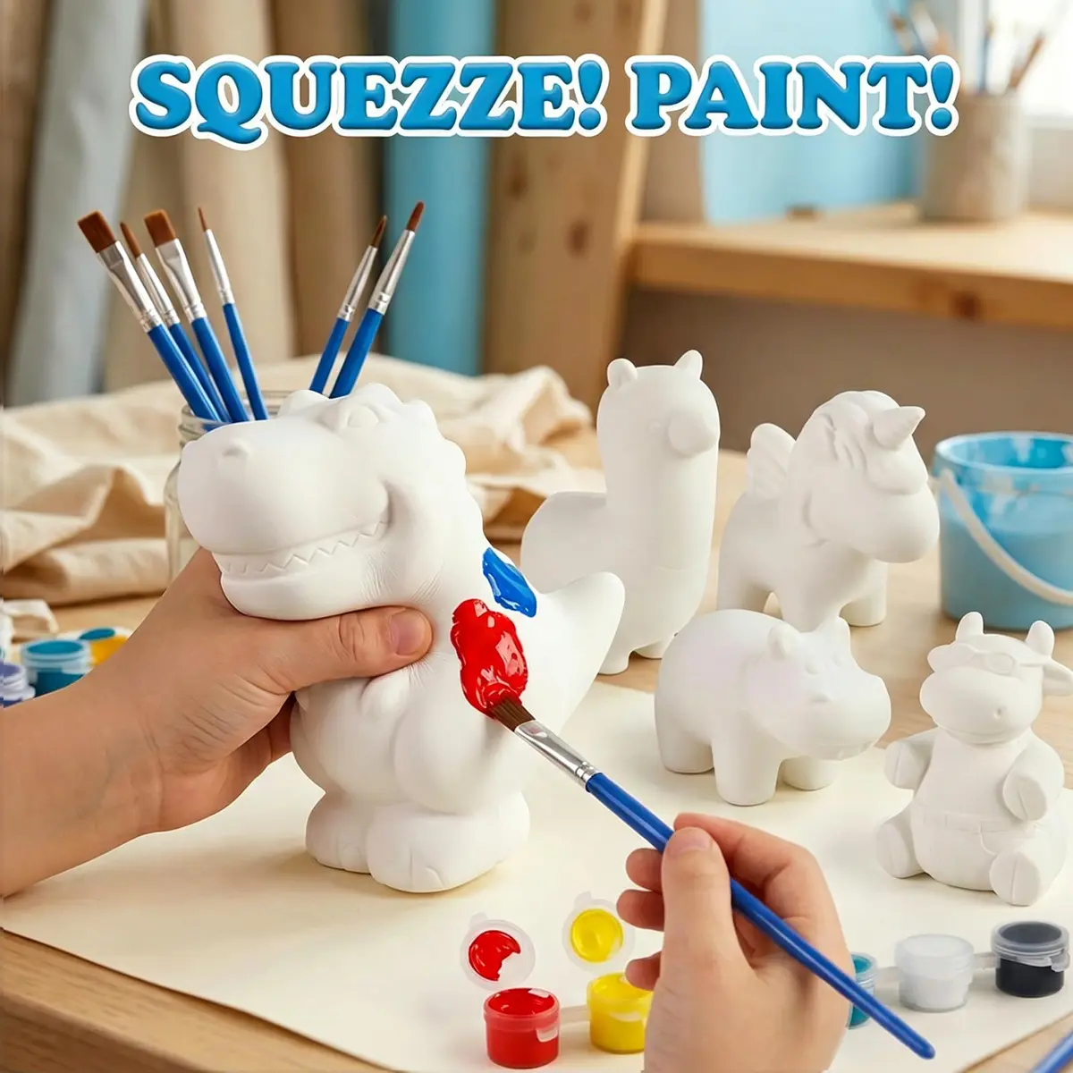 LovesTown Squeeze Painting Kit, 6 PCS DIY Animal Squishies Paint for Kids & Stress Relief - view 3