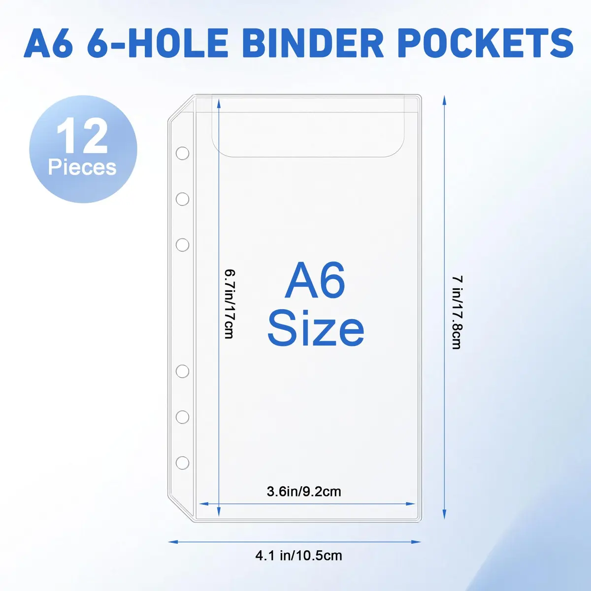 Antner A6 Binder Pockets 6-Hole No Zipper | Moisture Proof PVC Document Folders (17.7 x 10.5 cm) - view 2