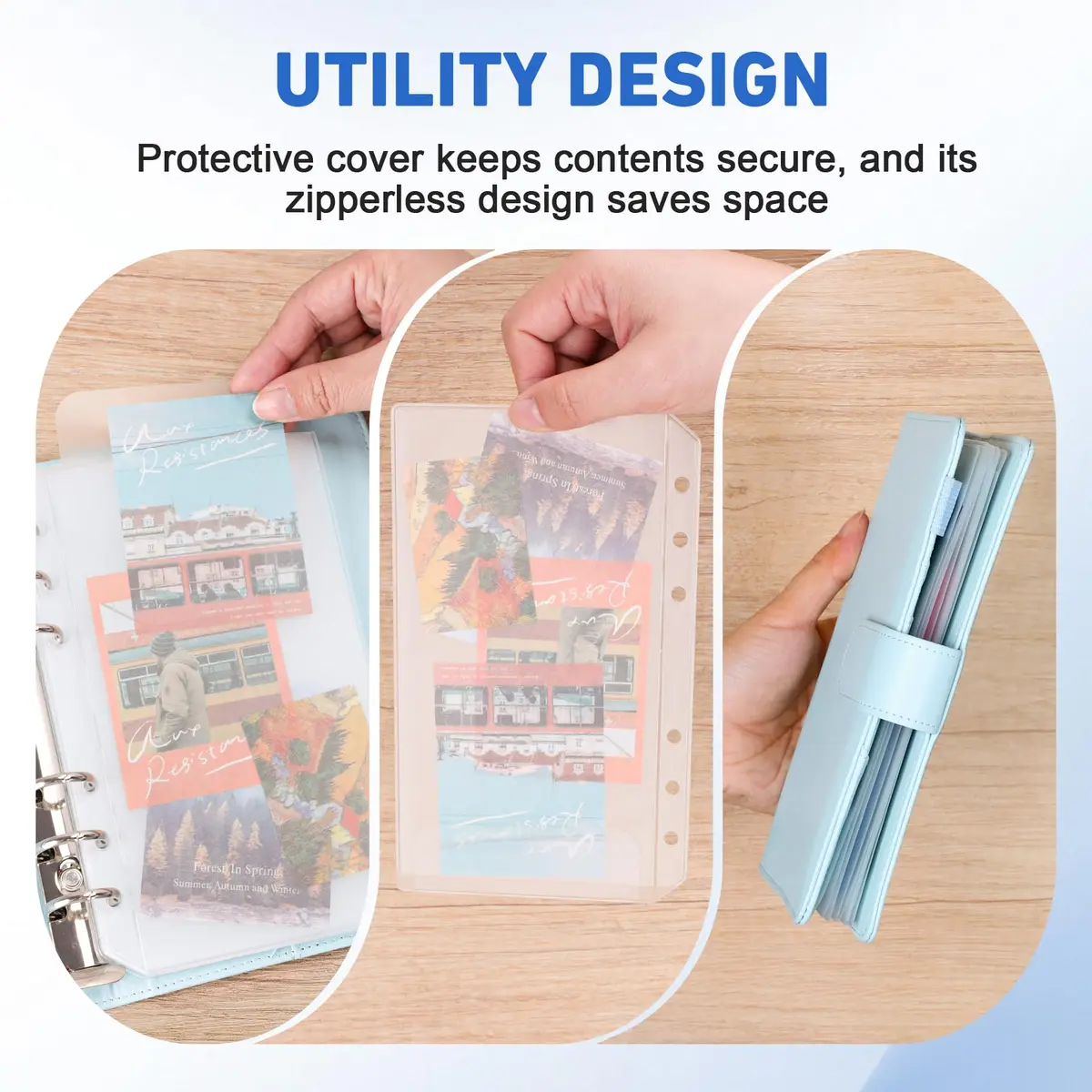 Antner A6 Binder Pockets 6-Hole No Zipper | Moisture Proof PVC Document Folders (17.7 x 10.5 cm) - view 3