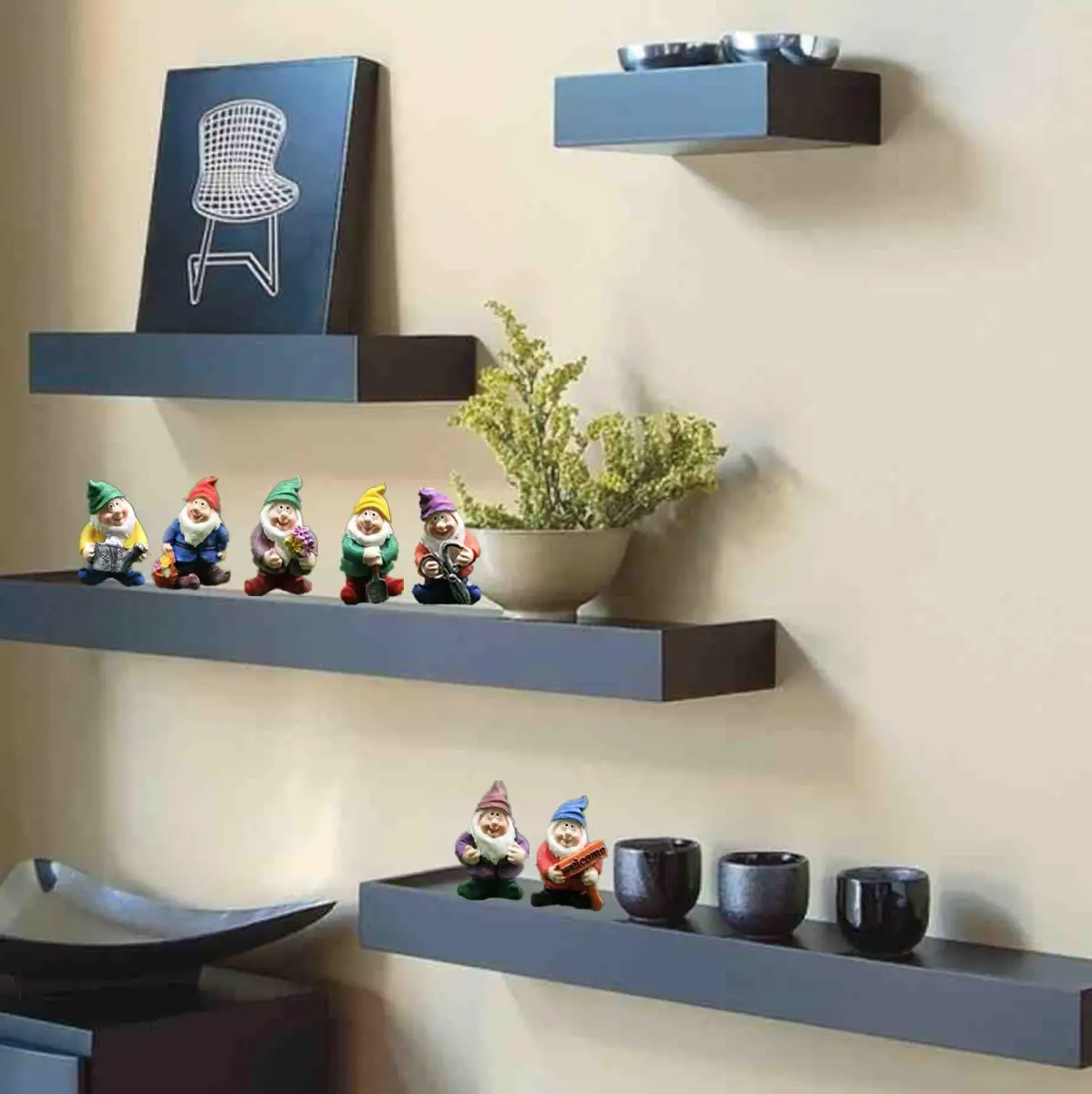 HONEYSHOW Fairy Garden Accessories Mini Gnome Resin Figurines Set 7Pcs | Hand-Painted Waterproof Decor for Pots & Terrariums - view 5