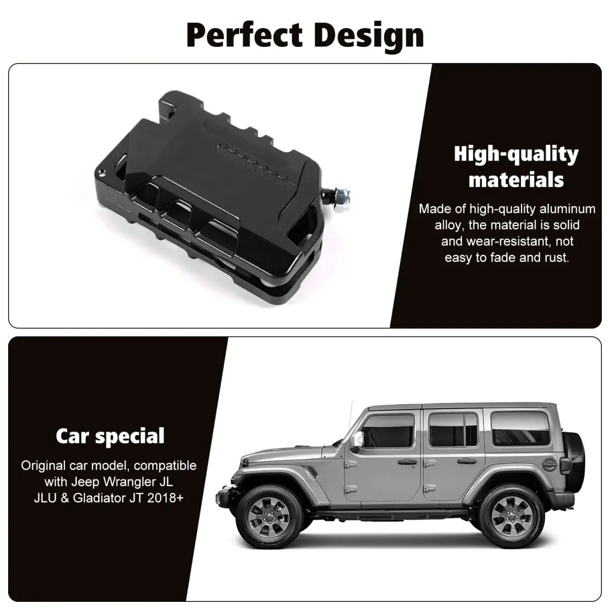 RT-TCZ Black Aluminum Alloy Key Fob Case Cover for Jeep Wrangler JL JLU Gladiator | Heavy Duty Protection - view 5