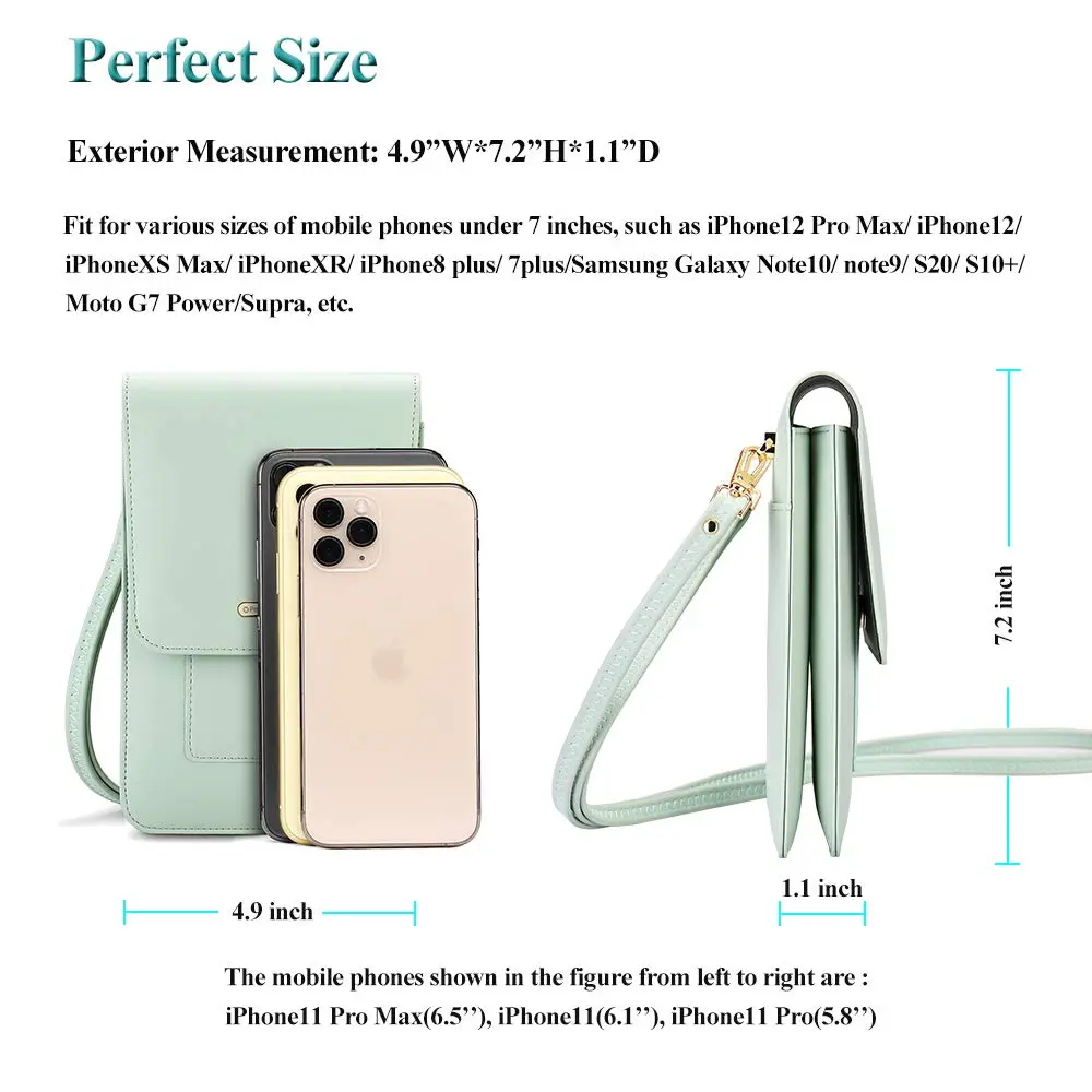 Peacocktion Small Crossbody Bag for Women | RFID Travel Cell Phone Wallet with Card Slots - view 5