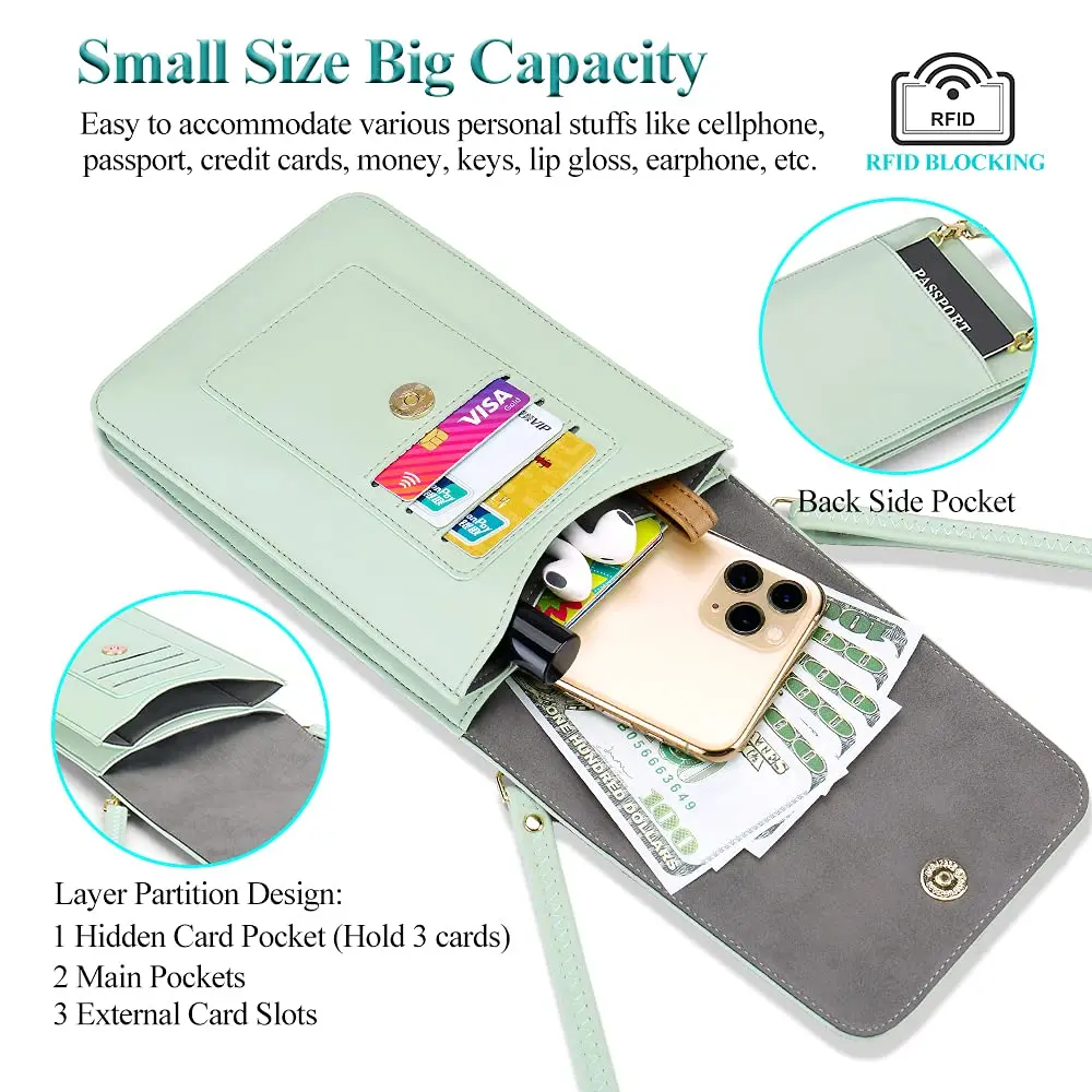 Peacocktion Small Crossbody Bag for Women | RFID Travel Cell Phone Wallet with Card Slots - view 4