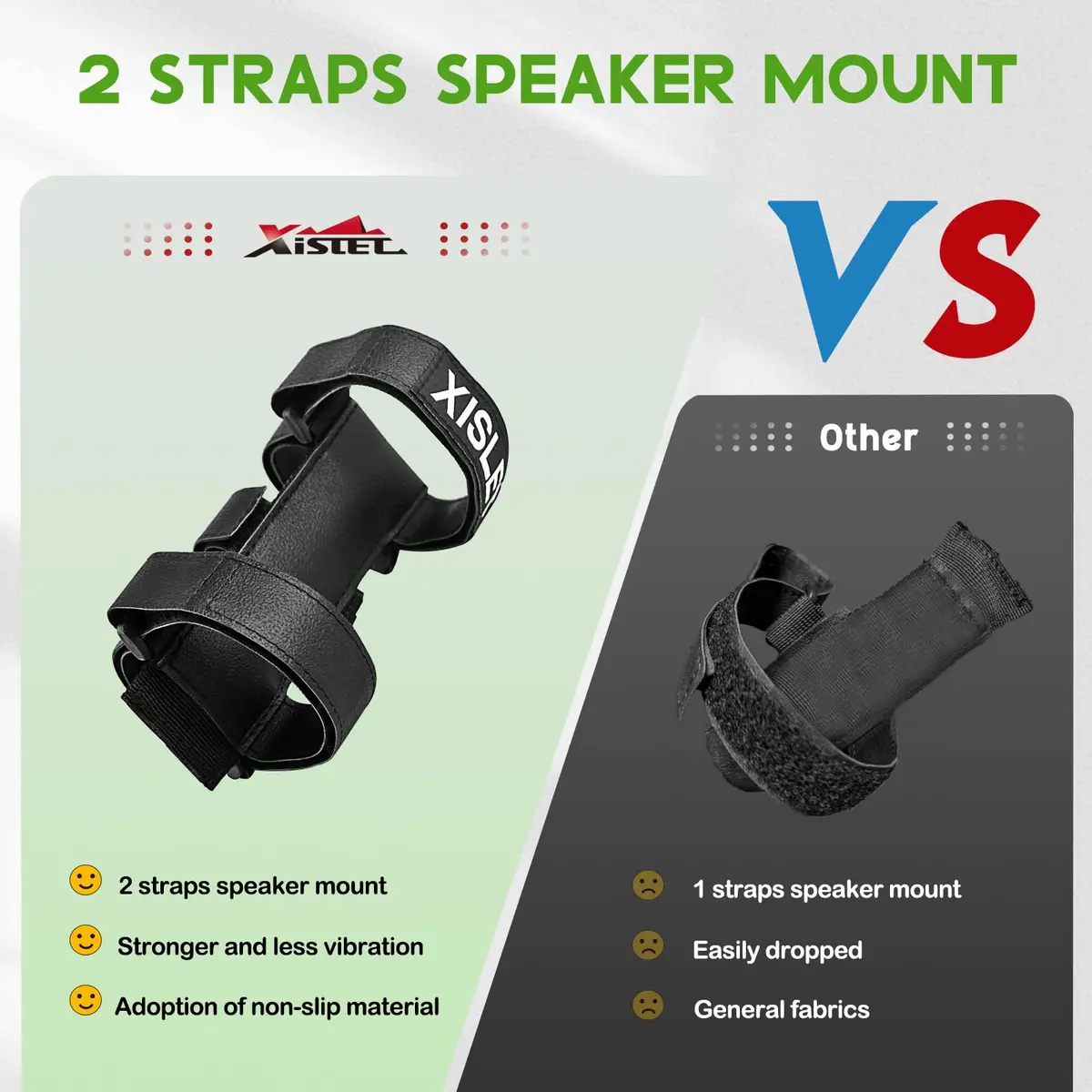 Xislet Portable Speaker Mount with Straps for Golf Cart, Bike, ATV — Black - view 5