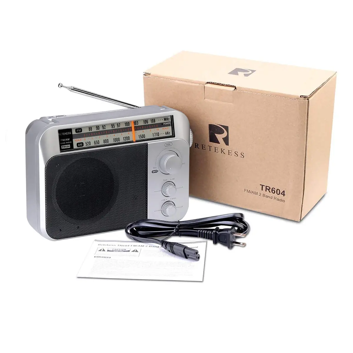 Retekess TR604 AM FM Portable Radio | Silver, 220x145x62mm (8.66x5.71x2.44in) - view 6