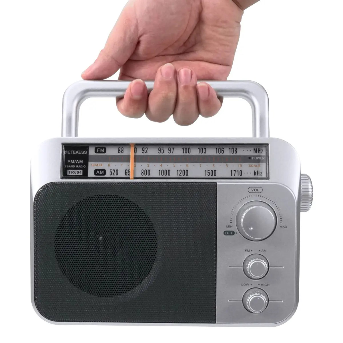Retekess TR604 AM FM Portable Radio | Silver, 220x145x62mm (8.66x5.71x2.44in) - view 9