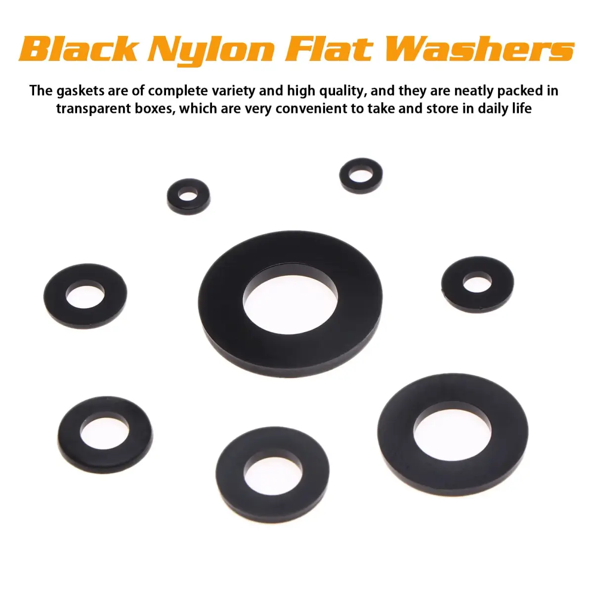 URLWALL Black 500Pcs Nylon Flat Washer Assortment Set M2-M10 | Metric Sealing Spacer Gasket Ring Kit - view 6