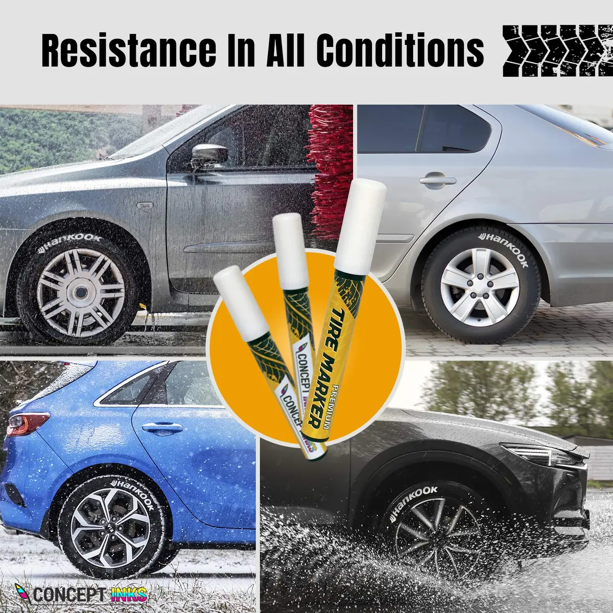 ConceptInks Premium Tire Marker Pens White Waterproof Paint Markers for Car Tire Lettering, Made In Japan (3 Pack-White) - view 4