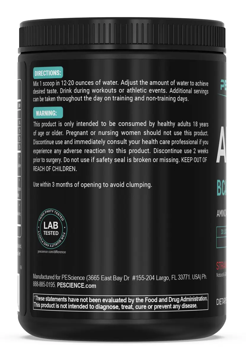 PEScience Amino IV BCAA & EAA Powder, Strawberry Lemonade | 30 Servings, Vegan, Gluten-Free, Hydration Support - view 9
