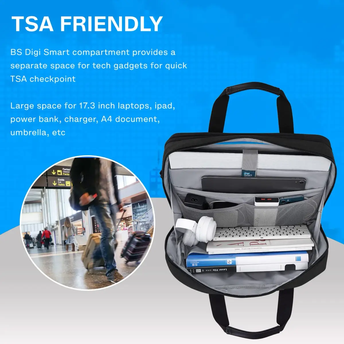 BAGSMART 17.3 Inch Expandable Laptop Bag Briefcase | Water-Resistant Business Travel Work Bag - view 7