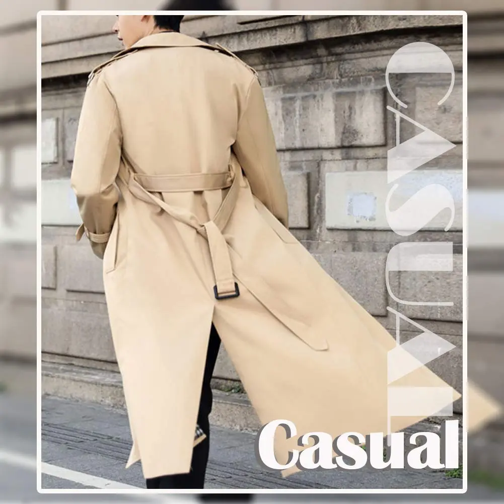 Pantete Men's Double Breasted Trench Coat Oversized Windbreaker Long Jacket | All-Season Waterproof & Windproof - view 2