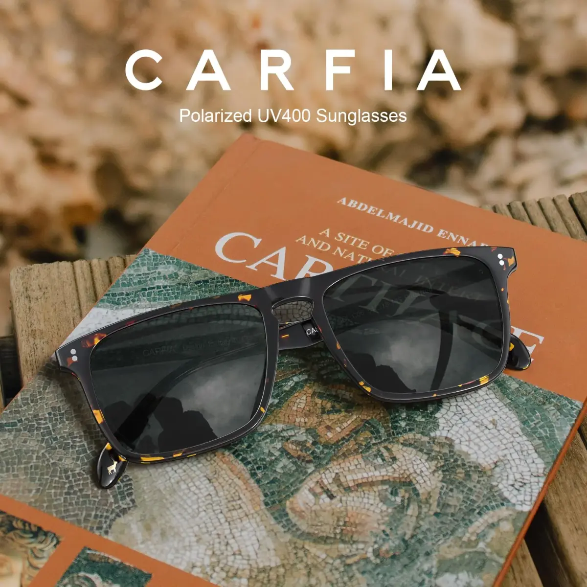 CARFIA Retro Square Polarized Sunglasses for Men CA53572 | 54mm Lens Width, 145mm Arm Length - view 8