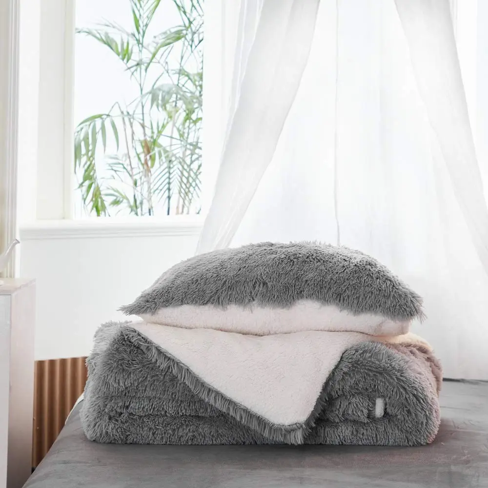Flysheep Faux Fur Twin Comforter Set 68"x86" | Ultra Soft Reversible Bedding for Winter & Summer - view 9