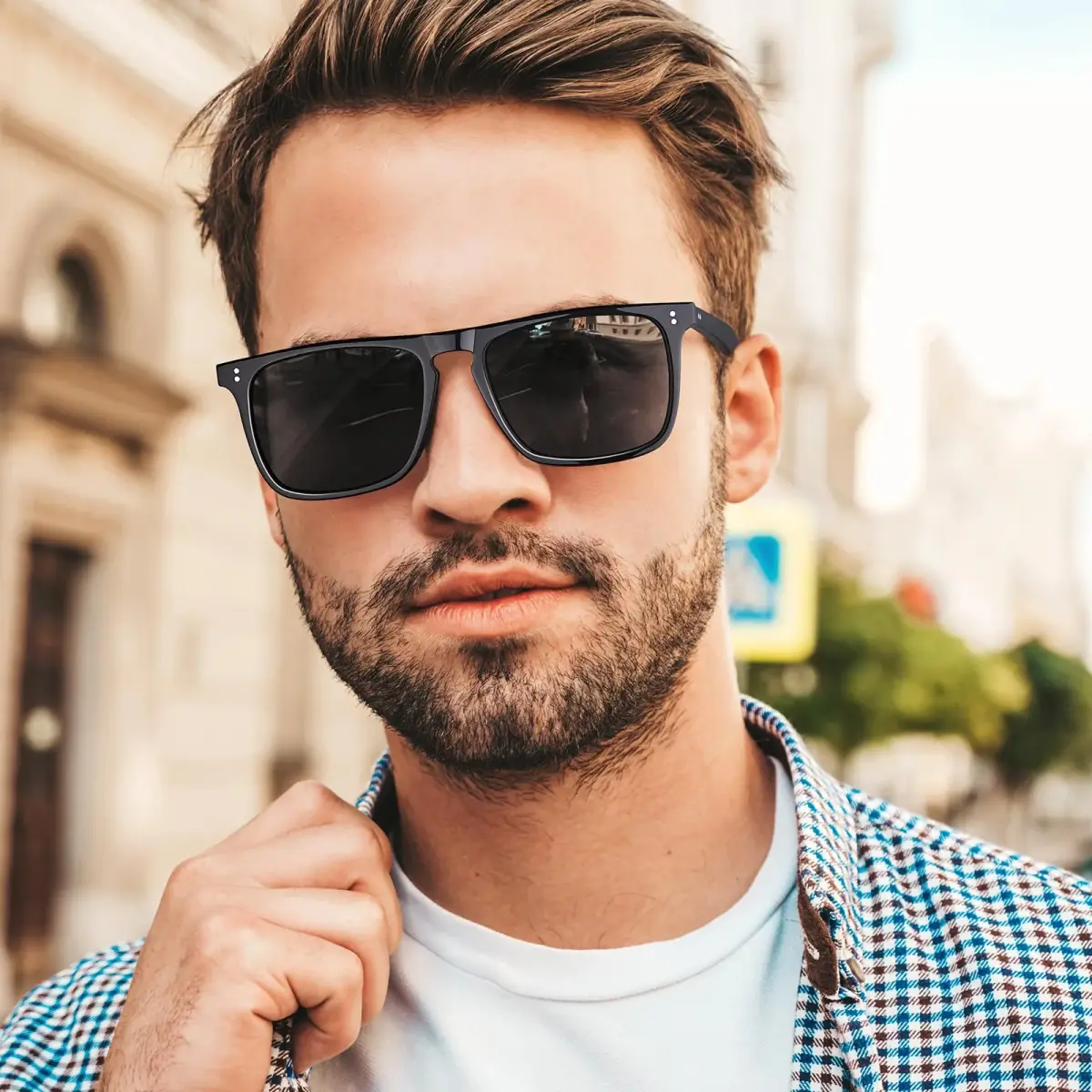 CARFIA Retro Square Polarized Sunglasses for Men UV Protection CA53572 | 54mm Lens Width, 18mm Bridge Width - view 2
