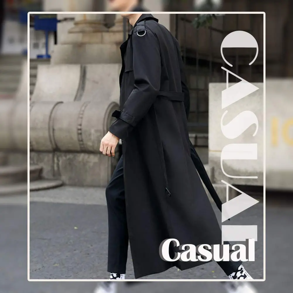 Pantete Men's Double Breasted Trench Coat Oversized Windbreaker Long Jacket | Water-Resistant, Full Coverage, Casual & Business - view 3