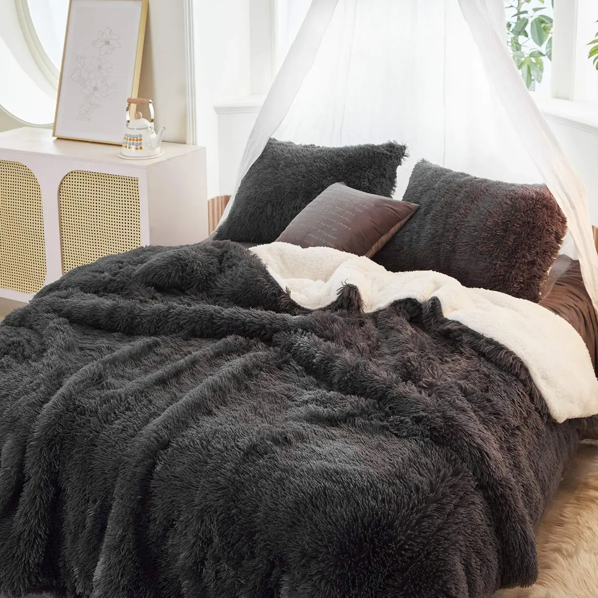 Flysheep Faux Fur Comforter Set King Size | Ultra Soft & Warm Bedding for Winter & All Seasons - main product image