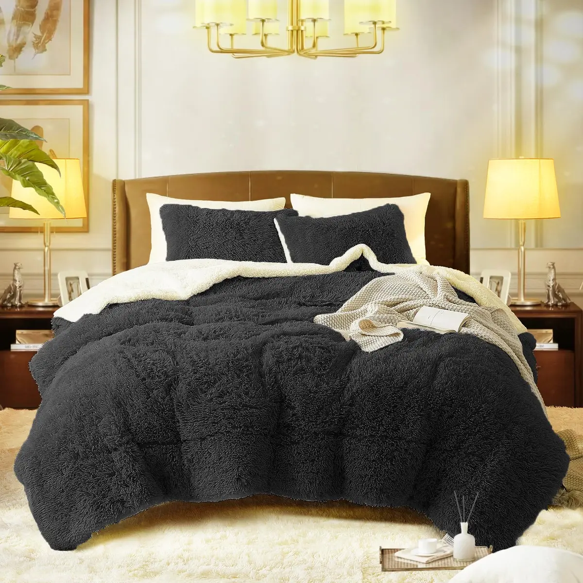 Flysheep Faux Fur Comforter Set King Size | Ultra Soft & Warm Bedding for Winter & All Seasons - view 3