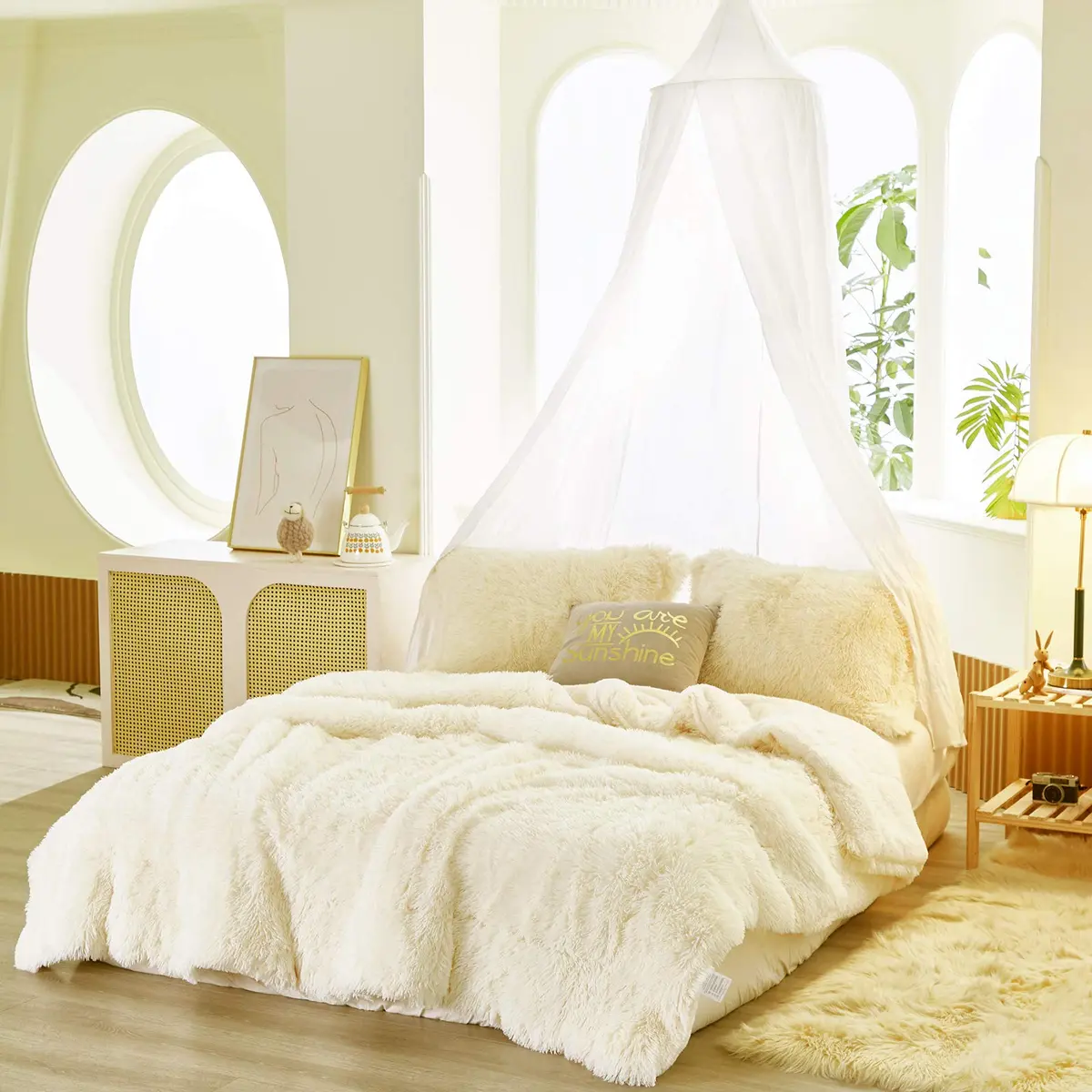 Flysheep Faux Fur Comforter Set Queen | Ultra Soft Long Hair Plush Bedding - view 9