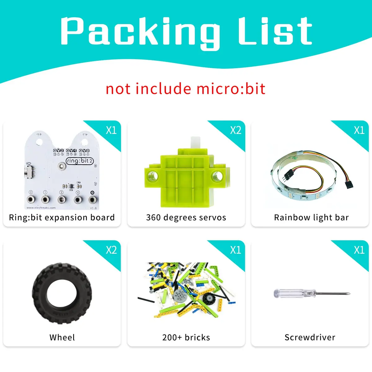 EF ELECFREAKS Ring:bit 6-in-1 Starter Kit with 200+ Building Blocks | Programmable Makecode Coding Learning Kit - view 2