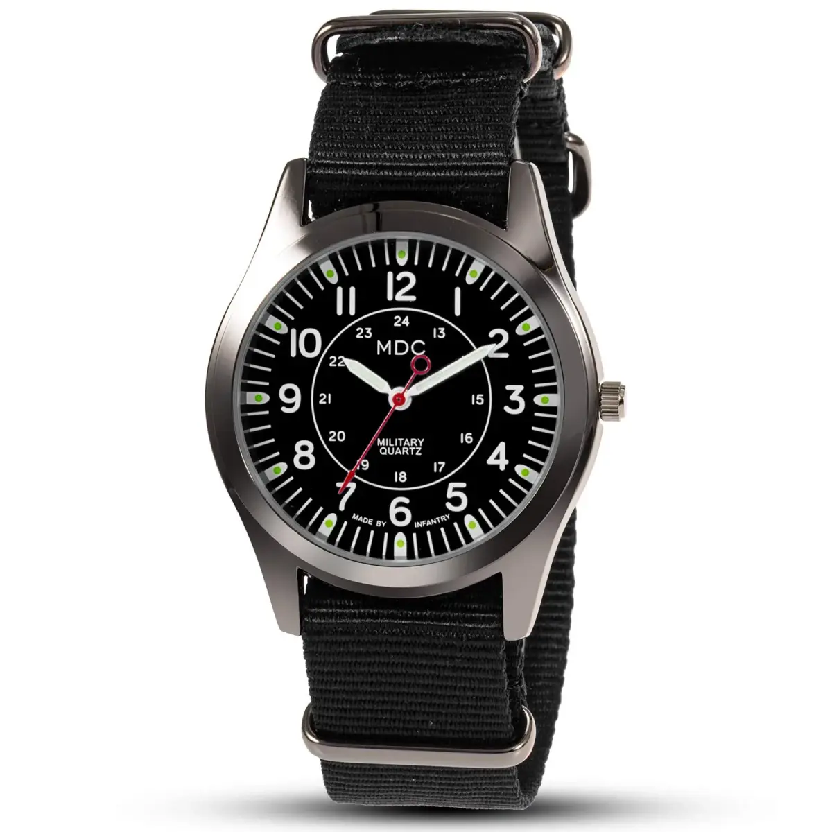 Infantry MDC Mens Military Field Watch 40mm (1.57 inches) | Japanese Quartz Movement, Black Nylon Strap - main product image