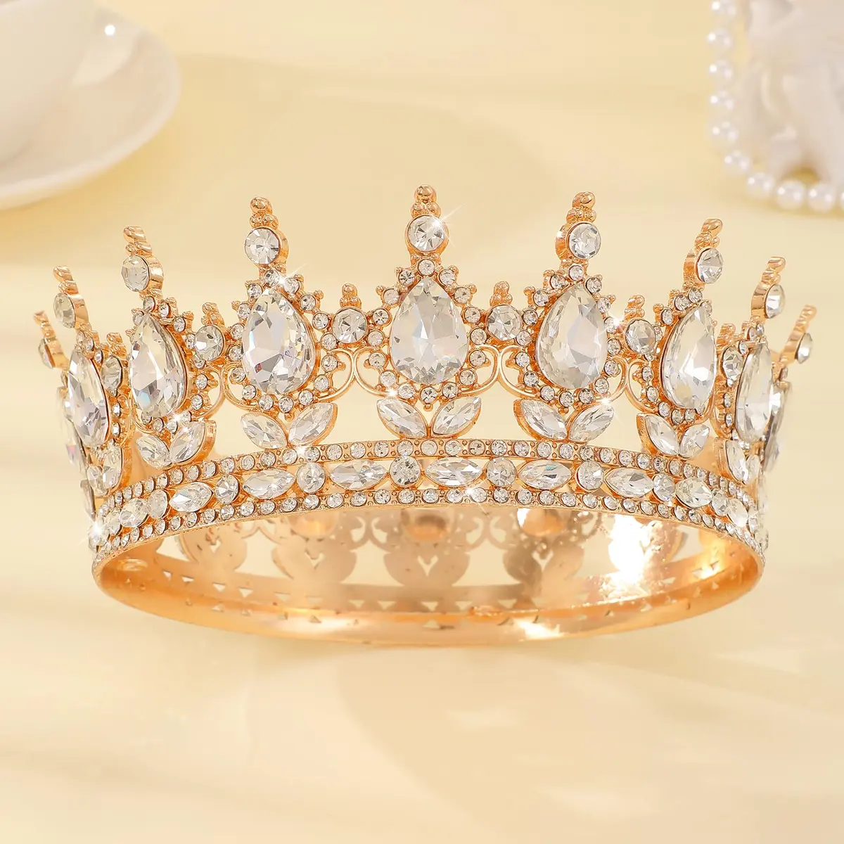 FORSEVEN Birthday Queen Crown with Rhinestones | 11.7 cm (4.6 Inch) Diameter - view 5