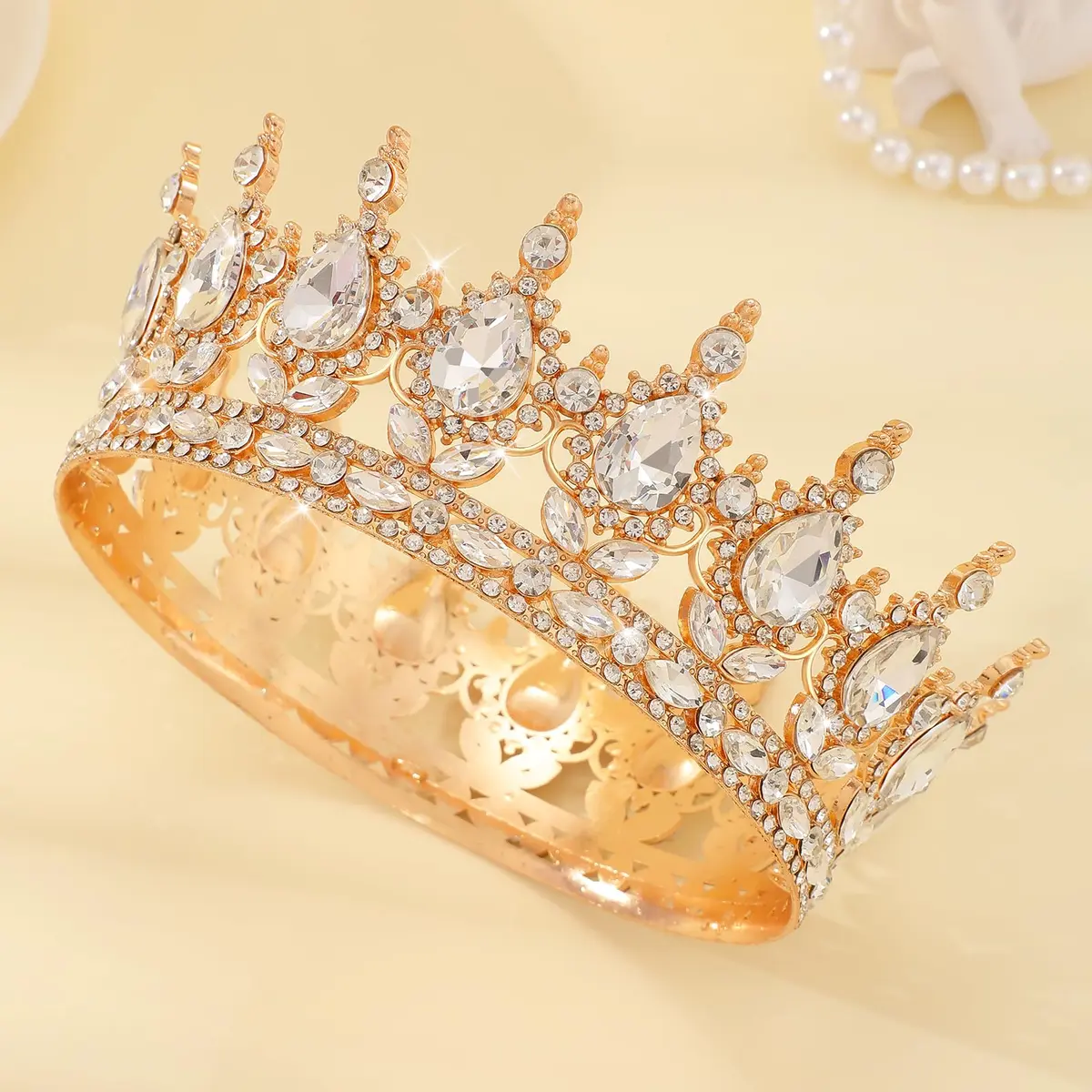 FORSEVEN Birthday Queen Crown with Rhinestones | 11.7 cm (4.6 Inch) Diameter - view 4