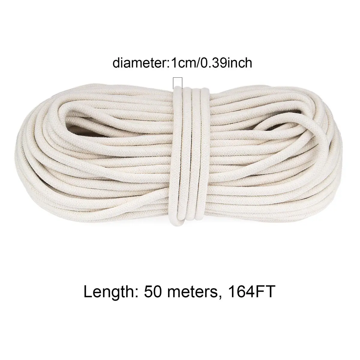 HOZEON Cotton Rope 3/8 Inch x 164 Feet | Heavy Duty Natural Cotton Cord for Crafts & Decor - view 2