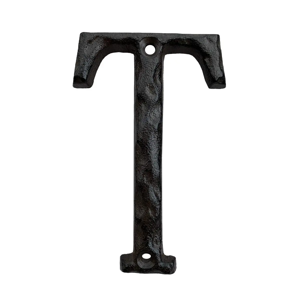 YICC Cast Iron House Letter T - 5 Inch High | Rustic Hammered Finish, Easy Mount - main product image