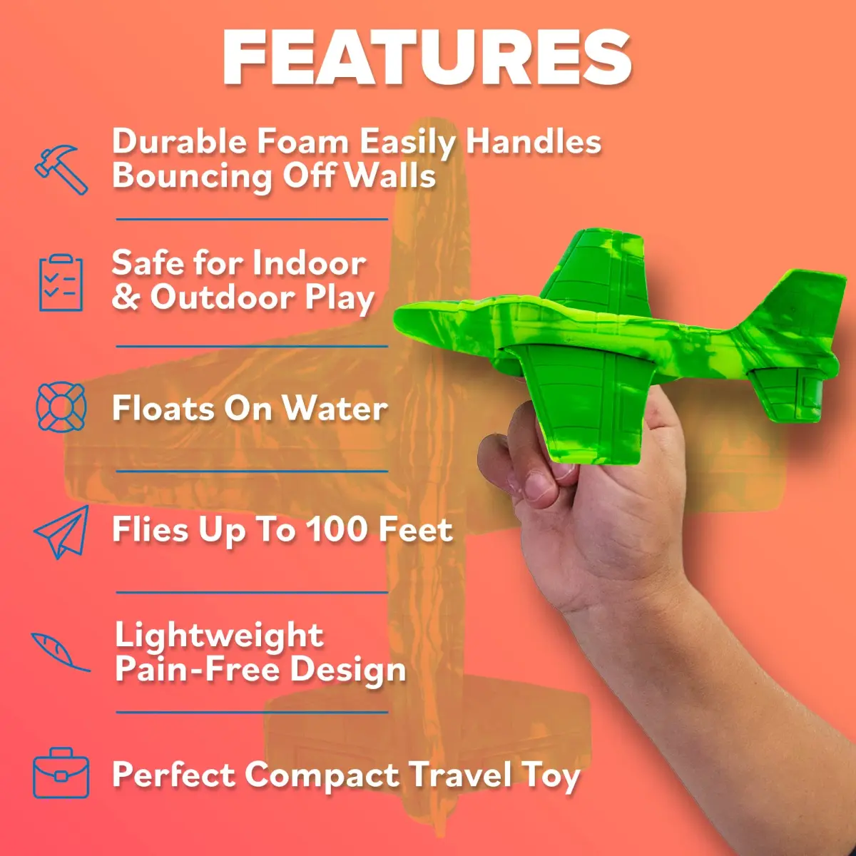 Refresh Sports EVA Foam Mini Glider Airplane | ASTM-Tested, BPA-Free Outdoor Toy for Kids 3-9+ Years - view 4