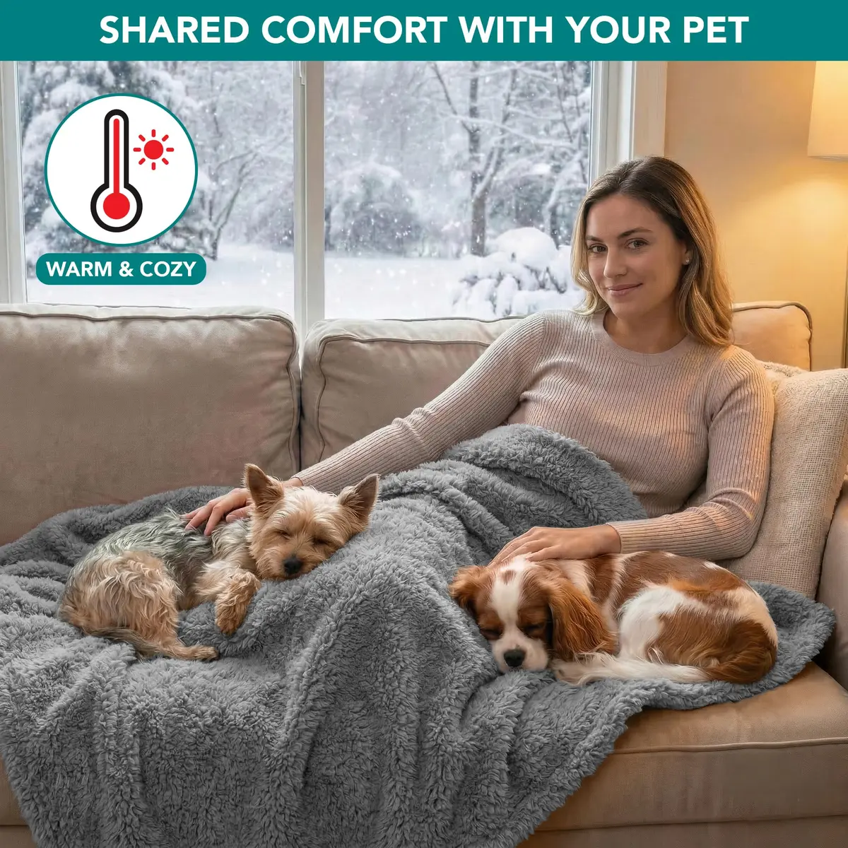 PetAmi Sherpa Waterproof Dog Blanket Medium 74cm (29in) x 102cm (40in) | Protects Furniture from Pet Messes - view 4