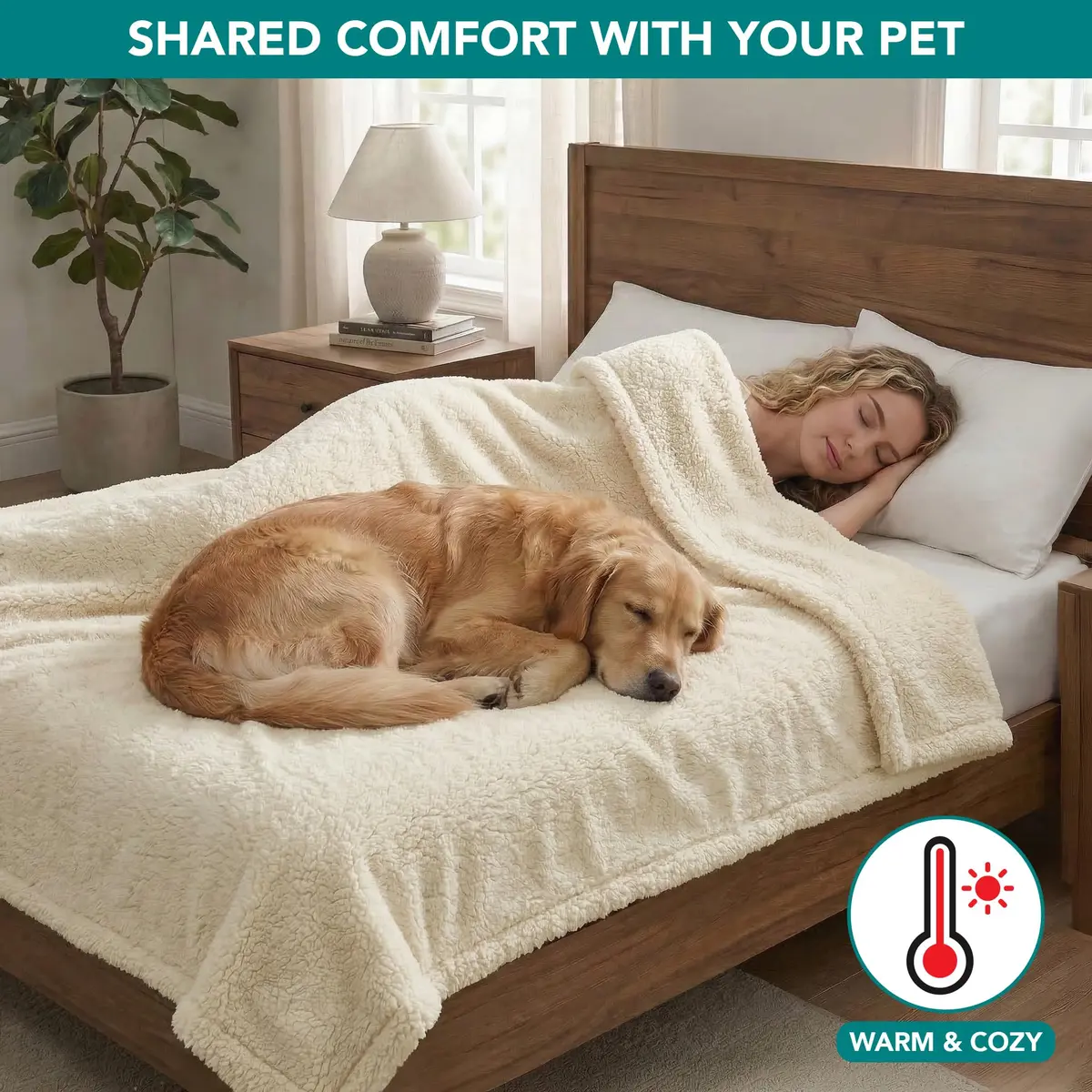 PetAmi Fluffy Sherpa Waterproof Dog Blanket 102x152 cm (40x60 inches) | Protects Furniture from Pet Messes - view 5