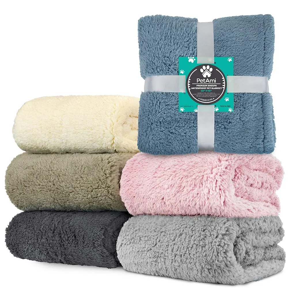 PetAmi Fluffy Sherpa Waterproof Dog Blanket Large 40x60 inches (101.6x152.4 cm) Pink | Protects Furniture from Pet Messes - view 8