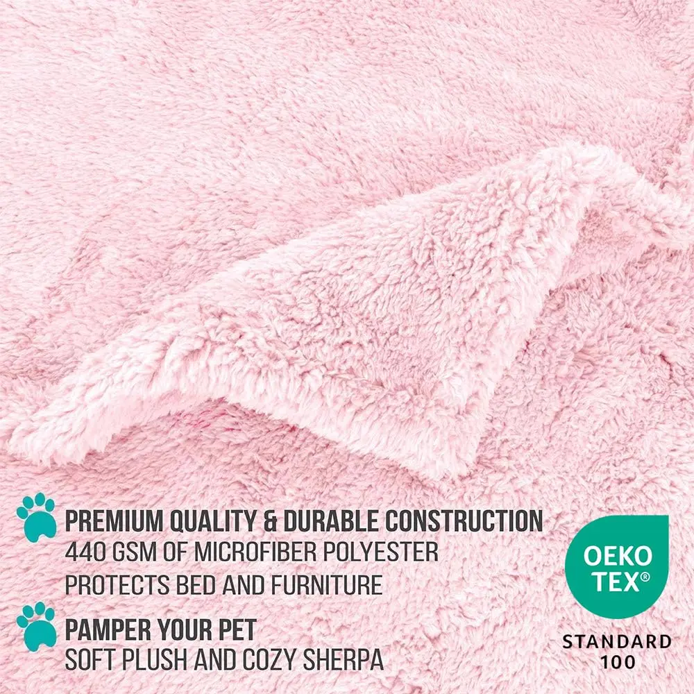 PetAmi Fluffy Sherpa Waterproof Dog Blanket Large 40x60 inches (101.6x152.4 cm) Pink | Protects Furniture from Pet Messes - view 3