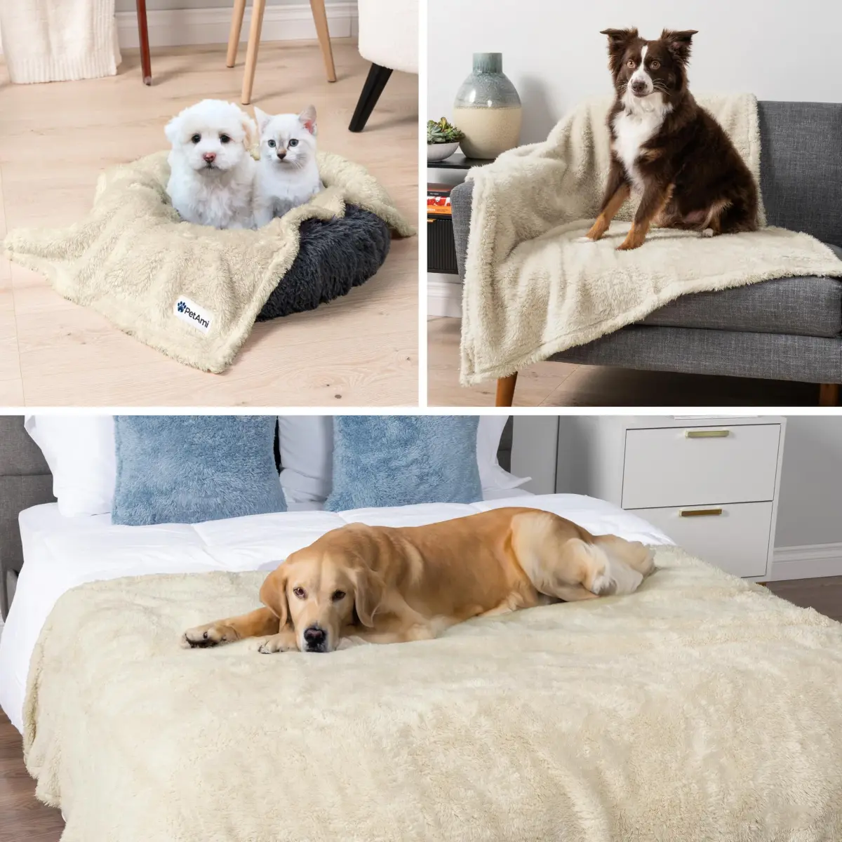 PetAmi Fluffy Sherpa Waterproof Dog Blanket Small 24x32 inches (61x81 cm) | Protects Furniture from Pet Messes - view 6