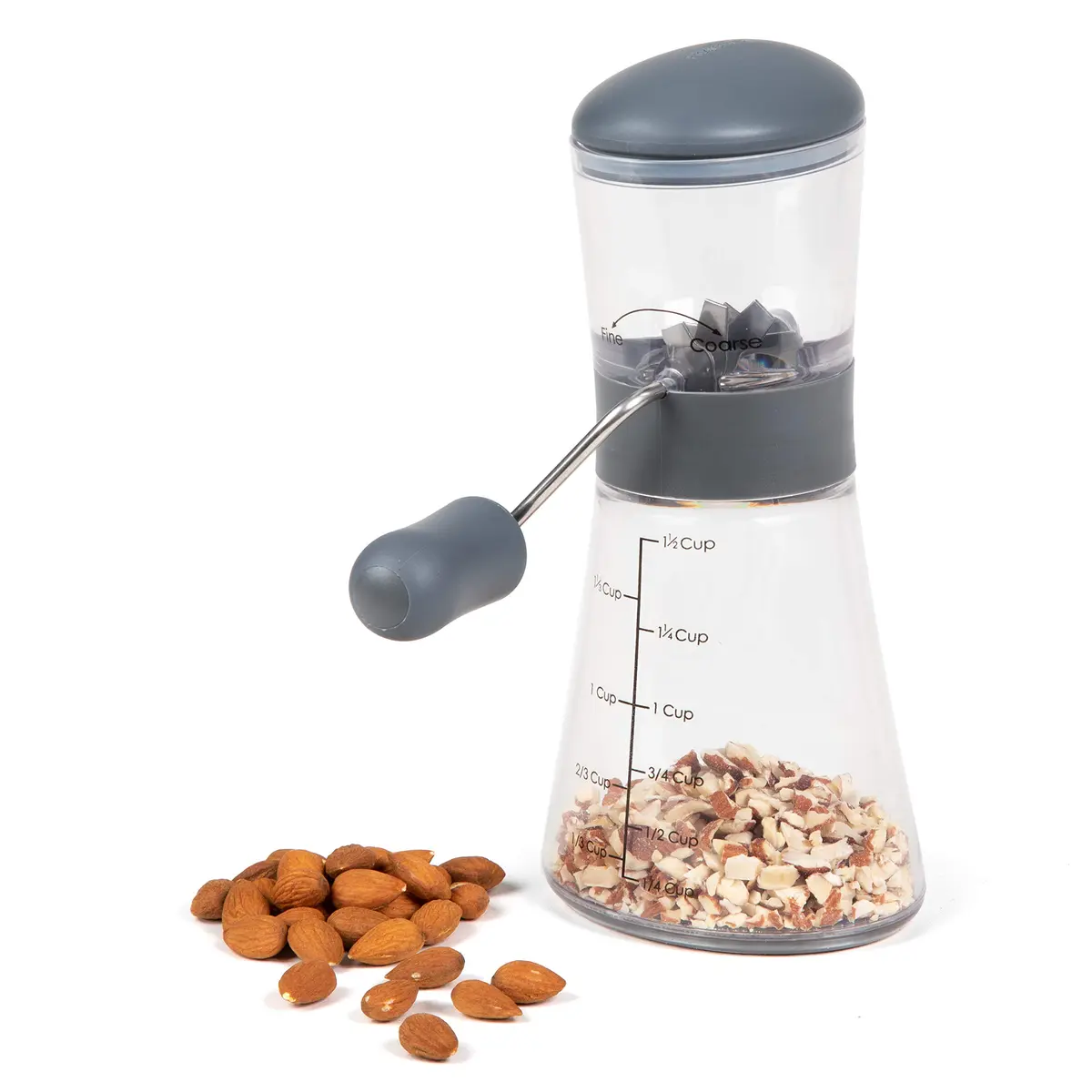 Prepworks by Progressive Nut Chopper with Non-Skid Base, Gray | Fine & Coarse Grind Options - view 4